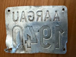 Nummernschild Aargau 1940 Vintage Retro Oldtimer CHF