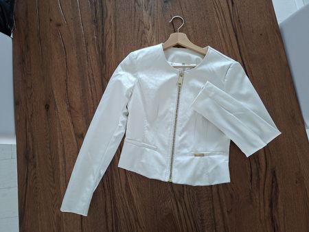 Elegante weisse Sommerjacke aus Kunstleder, Gr. S neuwertig