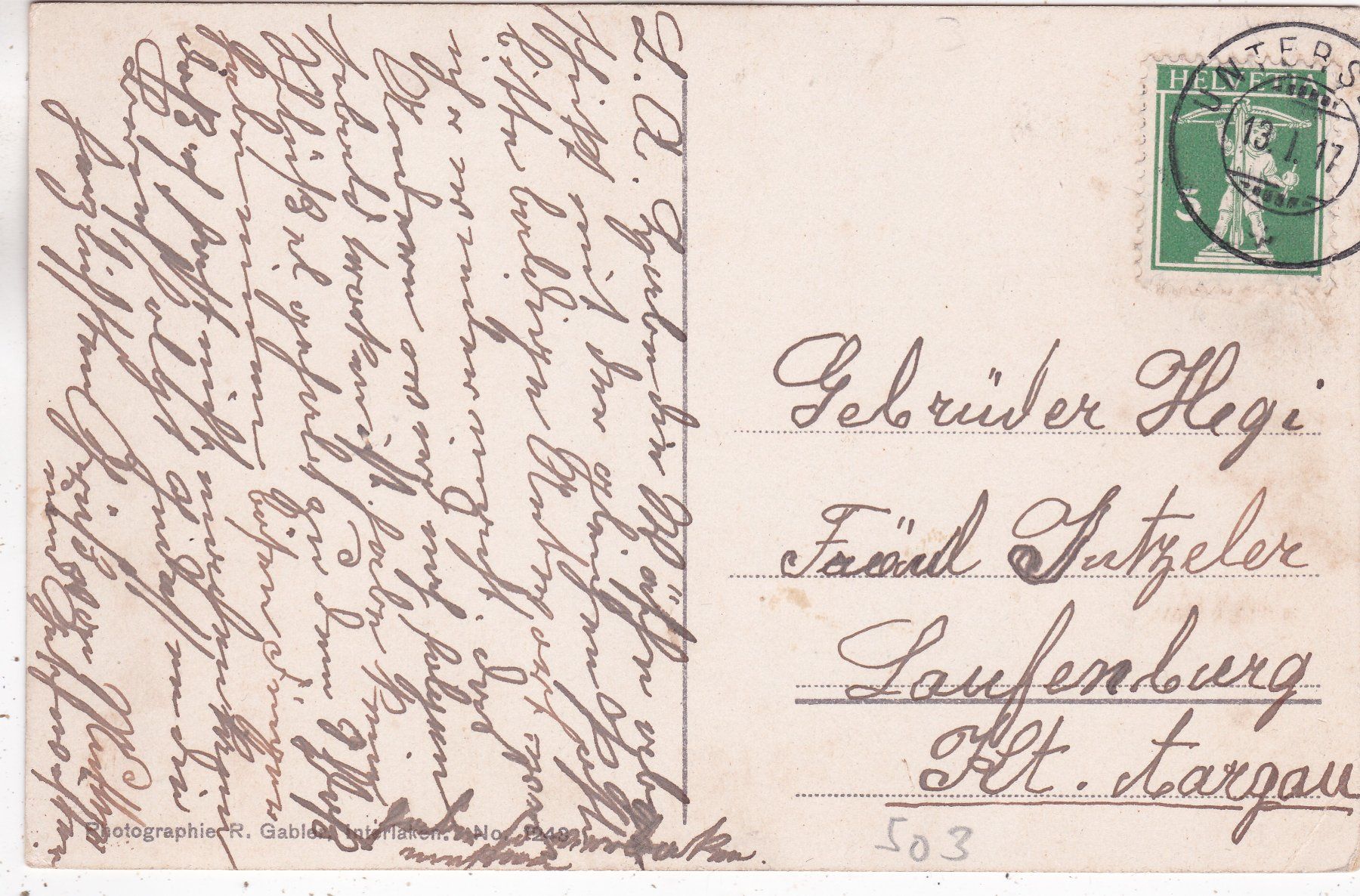 Cartoline postali: Interlaken 1917 – Usato da Herisau venduto da Lisegrat2008 1