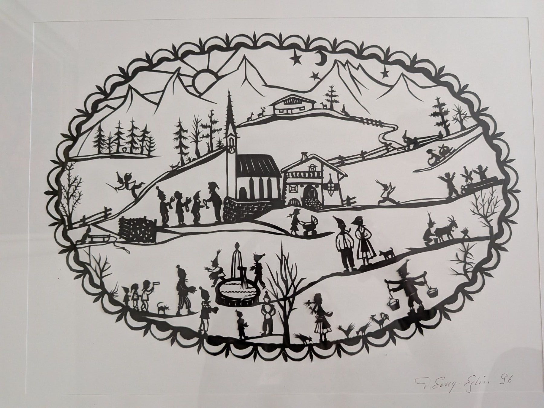 Arts picturaux & lithographies: Grosser Scherenschnitt Erny-Eglin – D'occasion à Emmen par magelan 1
