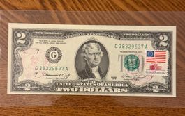 Banconota 2 Dollari USA 1976 – First Day of Issue + bollo