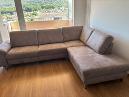 Ecksofa Stoff hellgrau guter Zustand 285x220cm