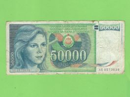 Jugoslawien 50000 Dinar Banknote - Seltenes Sammlerstück!