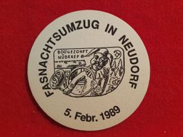 Bierdeckel Fasnacht Neudorf Fasnachtsumzug 1989 (BDR1)