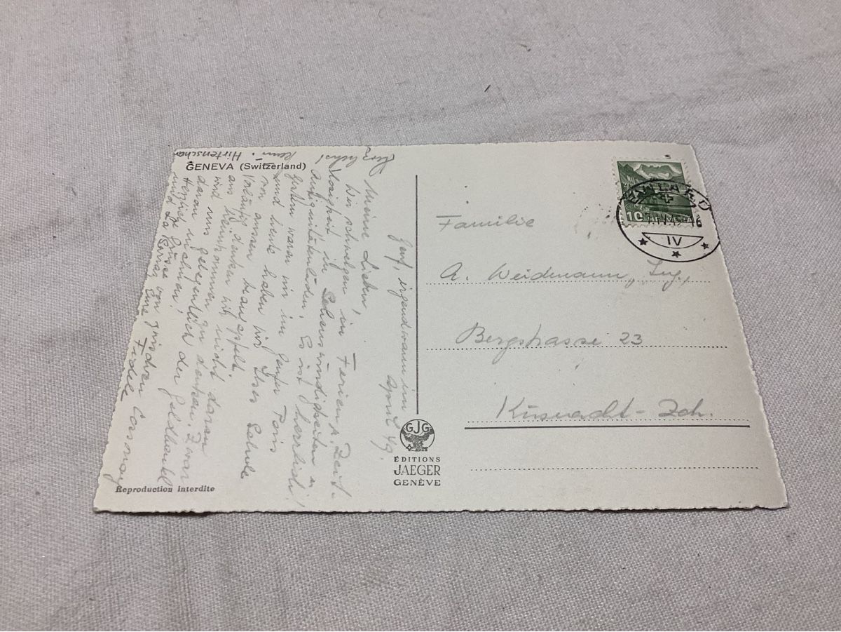 Cartoline postali: Genève  bus voitures trams bateaux 1949 – Usato da Luc (Ayent) venduto da Rebouille 4