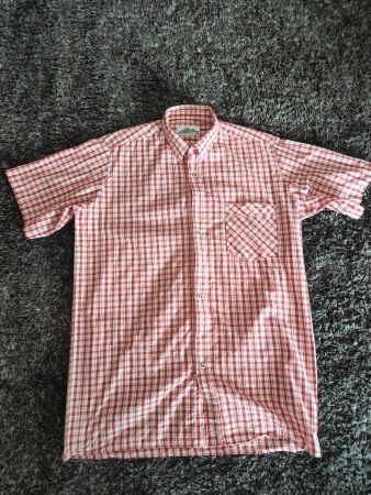 Oktoberfest Hemd rot-weiss, kurzarm, Grösse 39/40