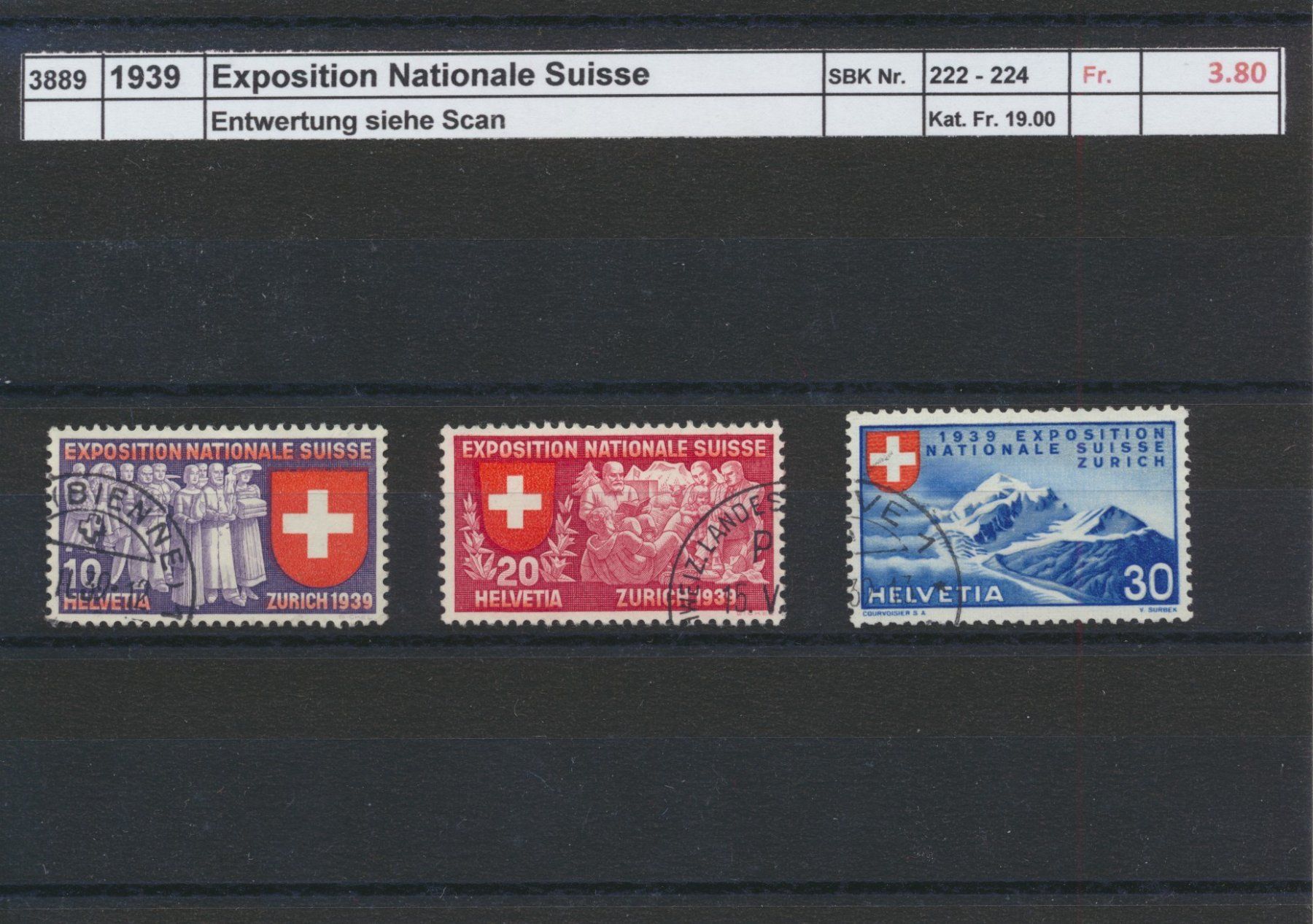 Tous les timbres: 1939 "Exposition Nationale Suisse", gestempelt – D'occasion à Winterthur par Zupogeru