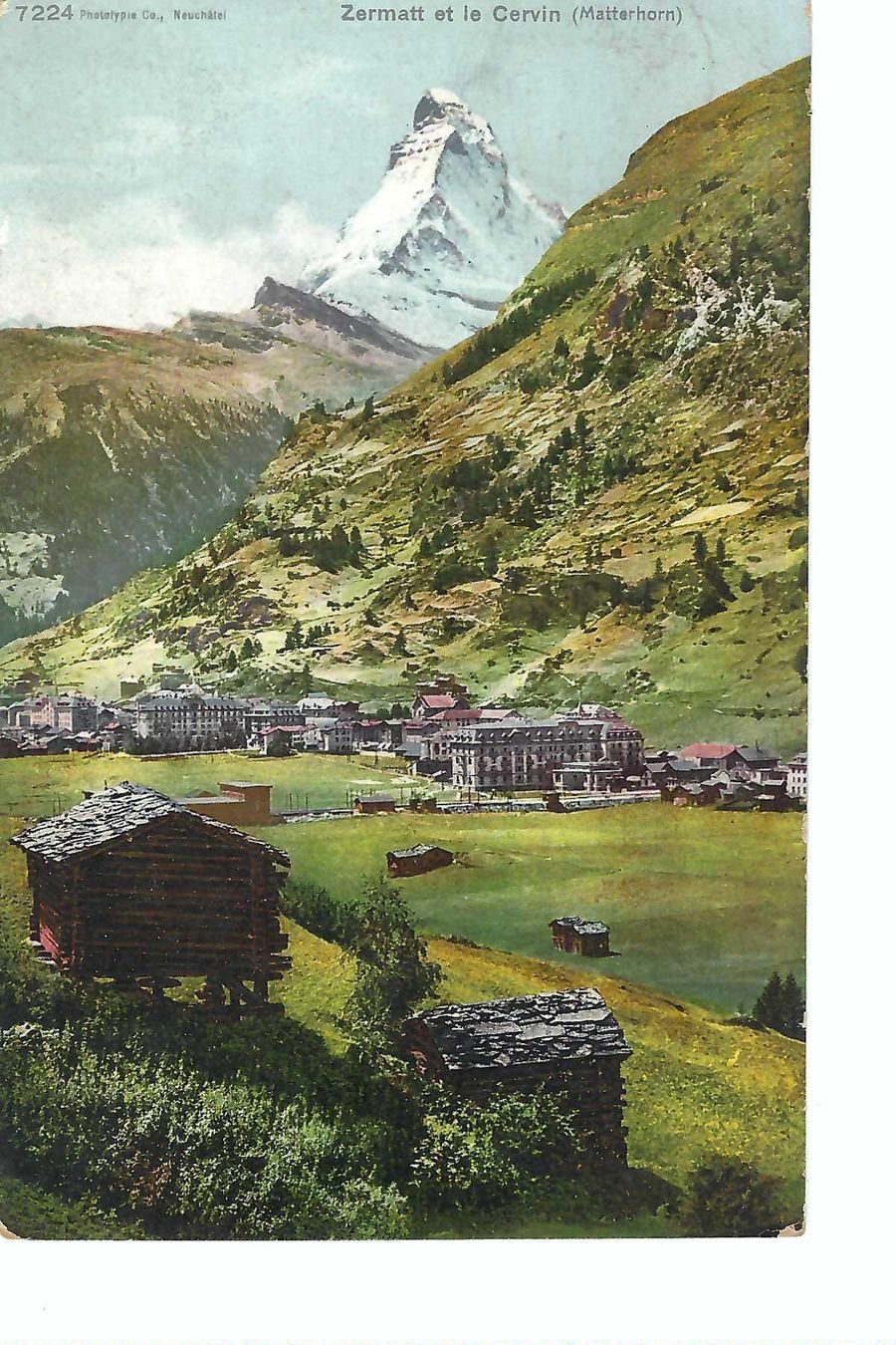 Ansichtskarten: Zermatt et le Cervin, Matterhorn, 1908 – Gebraucht aus Thun von 44wart