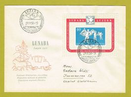 Lunaba Luzern 1951, Block auf Brief mit Errsttagsstempel
