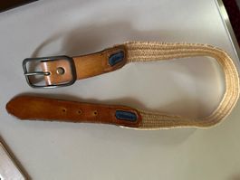 Geflochtener Leder Gurt Metallschliesse Beige