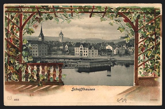 Cartoline postali: Präge-AK Schaffhausen, Uferpartie, Pass – Usato da Berlin venduto da bartko-reher