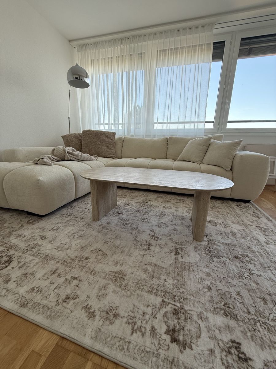 Tables: Travertin Optik Couchtisch Oval aus MDF – D'occasion à Rorschach par aay_w7tp 3