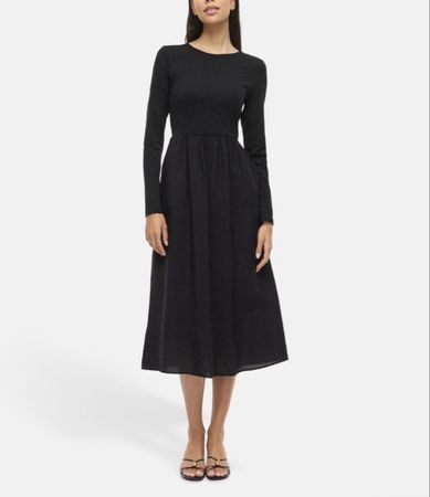 Neu mit Etikett: VILA Schwarzes Midi-Kleid mit langem Arm – 