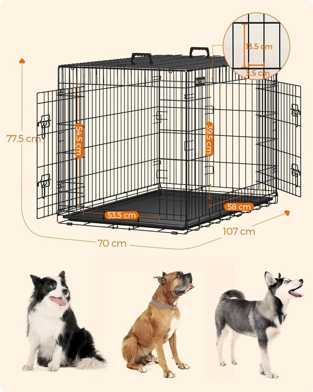 Gabbie, trasporto & Sicurezza: FEANDREA Hundekäfig XL Schwarz – Nuovo e nell'imballaggio originale da Bottighofen venduto da zaap 2