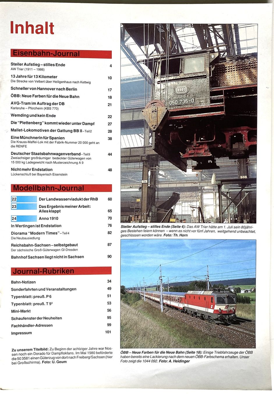 Riviste & Magazine: Eisenbahn Journal - 4 Hefte - 10+8+5+1/1991 – Nuovo (secondo la descrizione) da Hünenberg venduto da Ecila 3