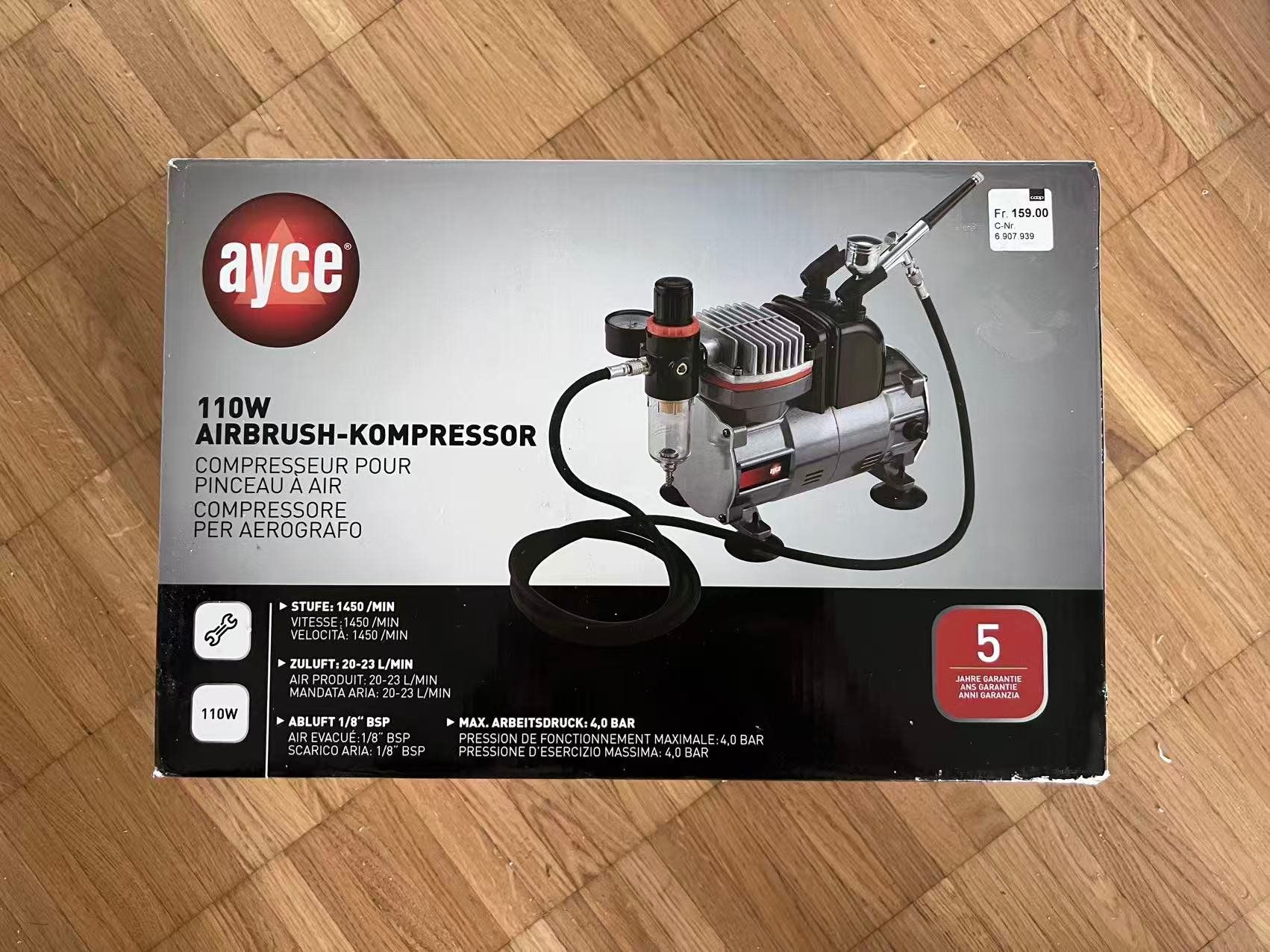 Tutti gli attrezzi: Ayce Airbrush-Kompressor mit Airbrush – Nuovo (secondo la descrizione) da Regensdorf venduto da lix_v7nb