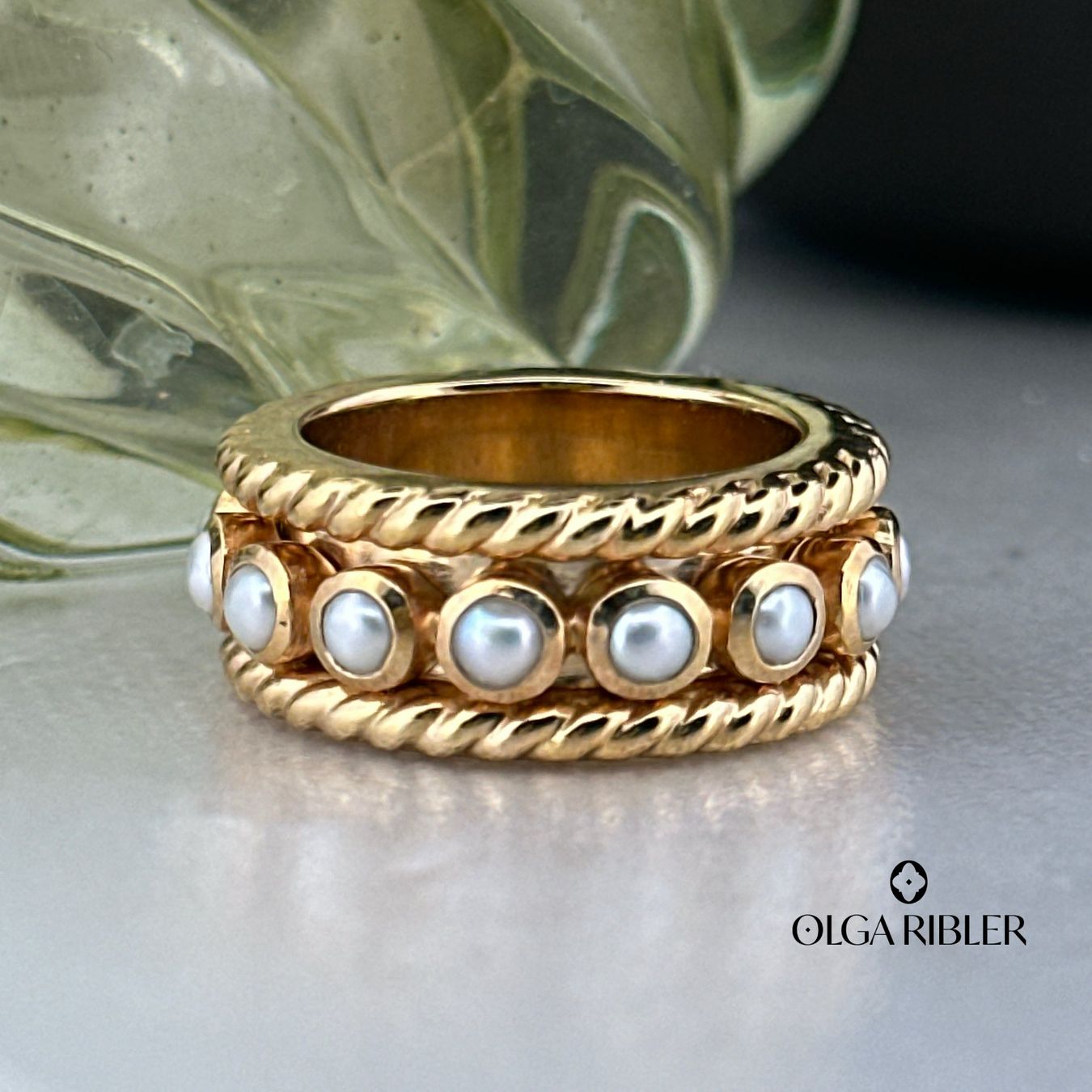 Olga Ribler Anelli: 9 mm breiter Moving Ring mit Perlen Grösse 52 – Nuovo (secondo la descrizione) da Luzern venduto da Schmuckoutlet 4