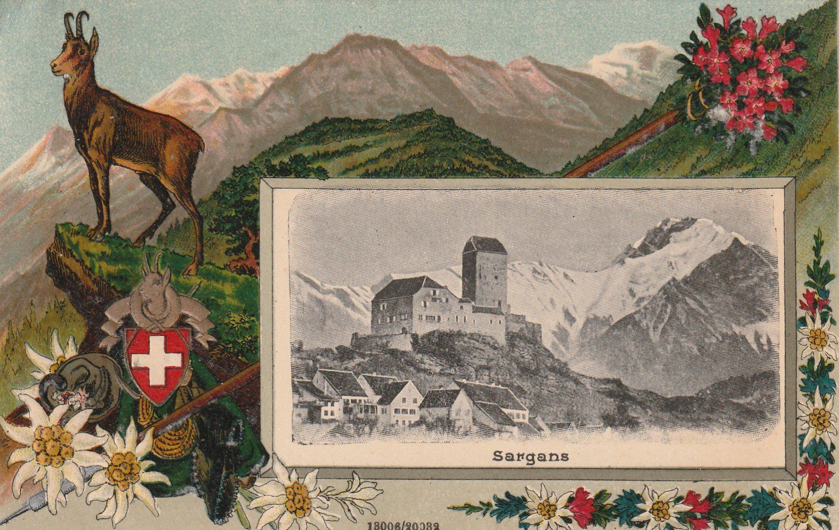 Cartoline postali: Sargans mit Schloss Prägekarte – Usato da Rorschacherberg venduto da fratovi2