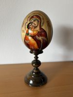 Hand-Painted Religious Easter Egg on Stand - Unique! (52)