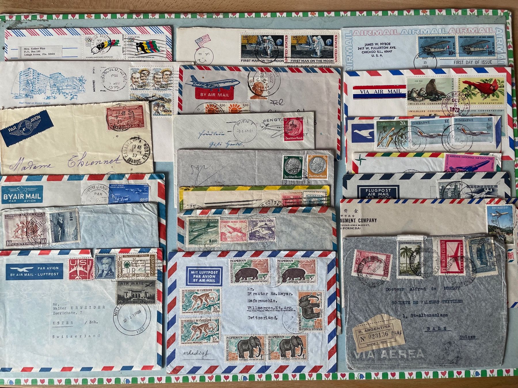 Tutti i francobolli: 81x Luftpost / Air Mail Bedarfs-Post ganze Welt – Usato da Zürich venduto da stzepp 1