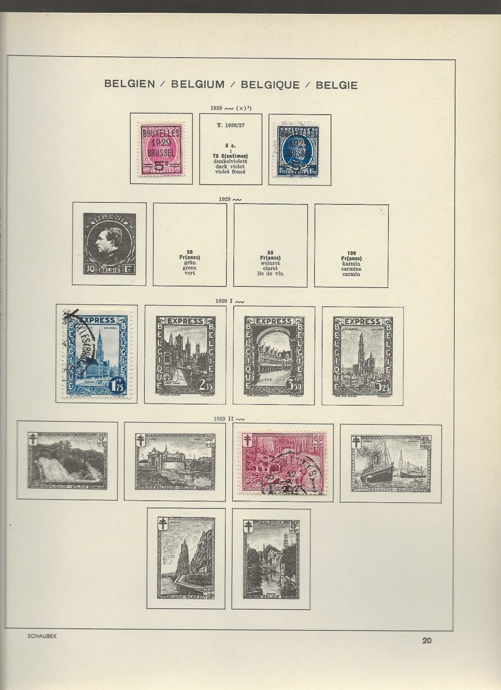 Tutti i francobolli: Marken Belgien  1920 bis 1930 – Usato da Au ZH venduto da xelagreb01 7