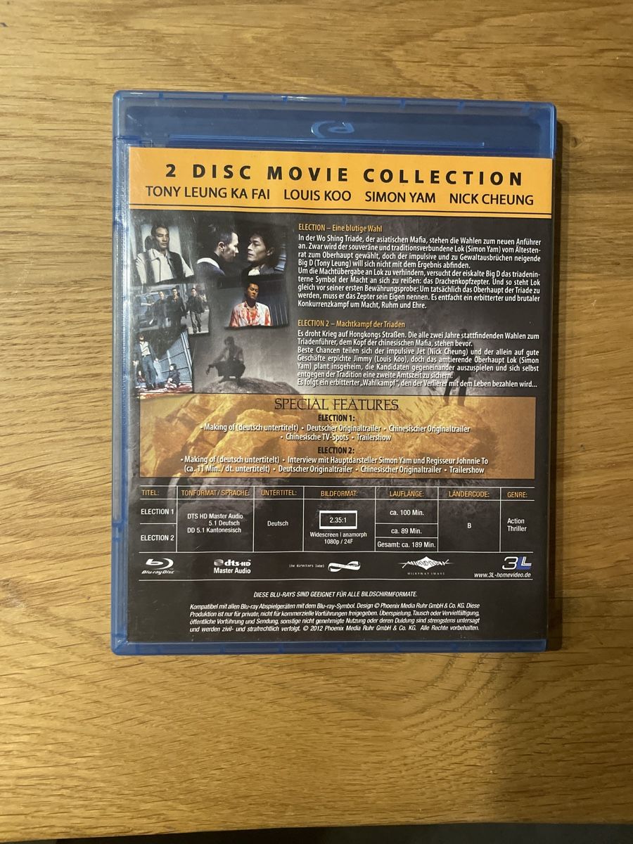 Tous les DVDs: Election 1&2 BluRay – D'occasion à Hagendorn par masterchieff 1