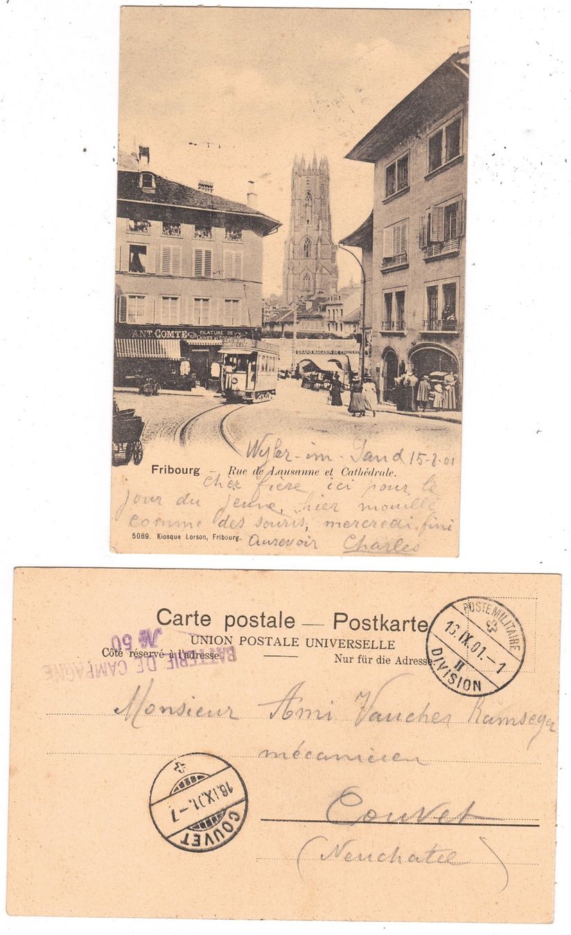 Ansichtskarten: Fribourg, Rue de Lausanne – Gebraucht aus La Tour-de-Peilz von amjust