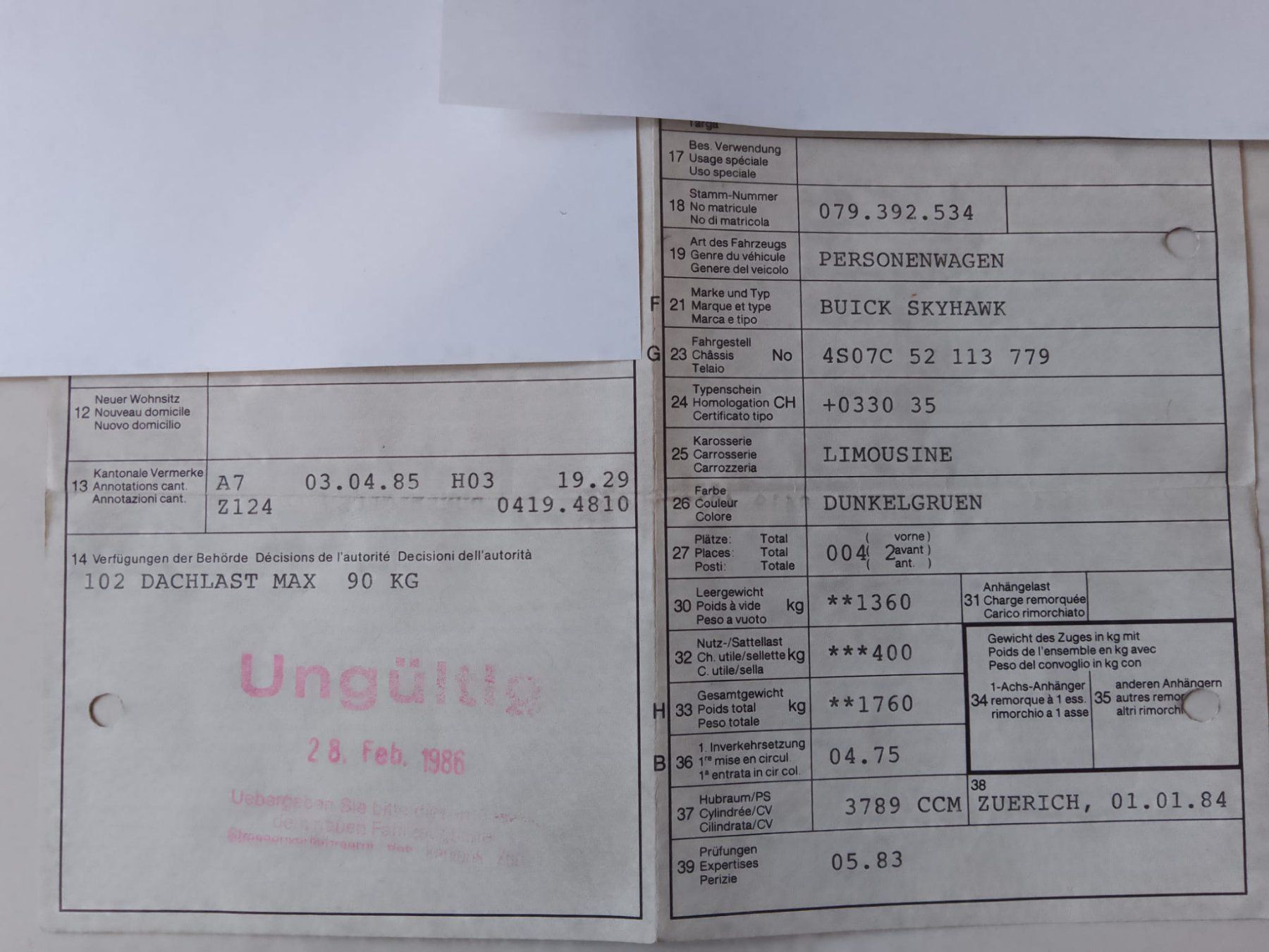 Buick Automobili: Scheunenfund BUICK SKYHAWK – Difettoso da Buttwil venduto da obelix-idefix 6