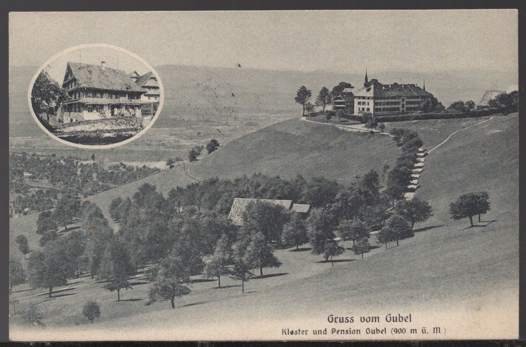 Cartoline postali: Gubel  Kloster und Pension 1907 – Usato da Aarau venduto da kufi44