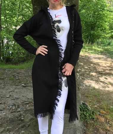 Chic Cardigan a maglia di lana naturale-M/L-alta qualità