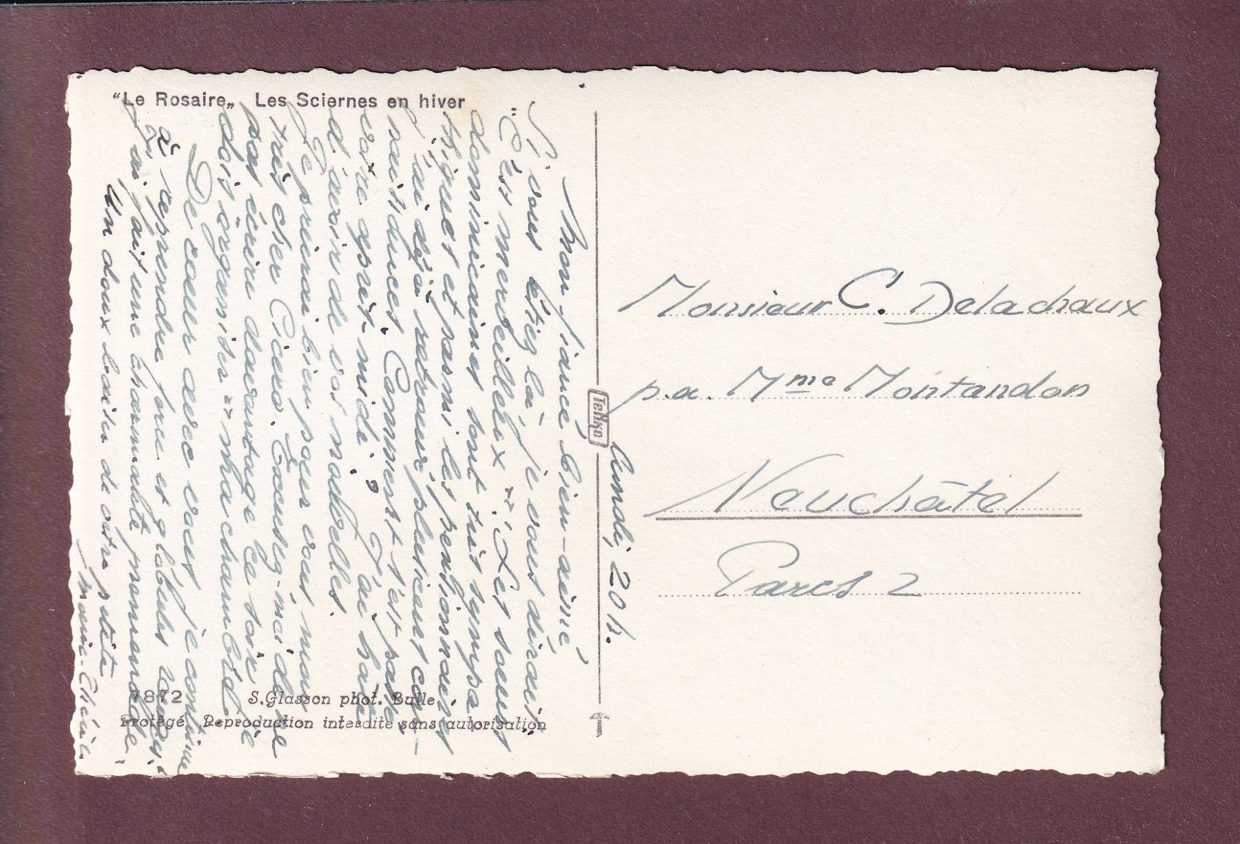 Cartoline postali: LES SCIERNES - Le Rosaire – Usato da Pully venduto da nicecards 1