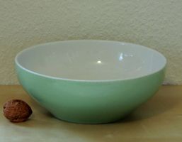 Saladier en porcelaine, vert et blanc, Rössler, années 50-60