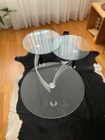 Salontisch dreiteilig aus Glas/Metall