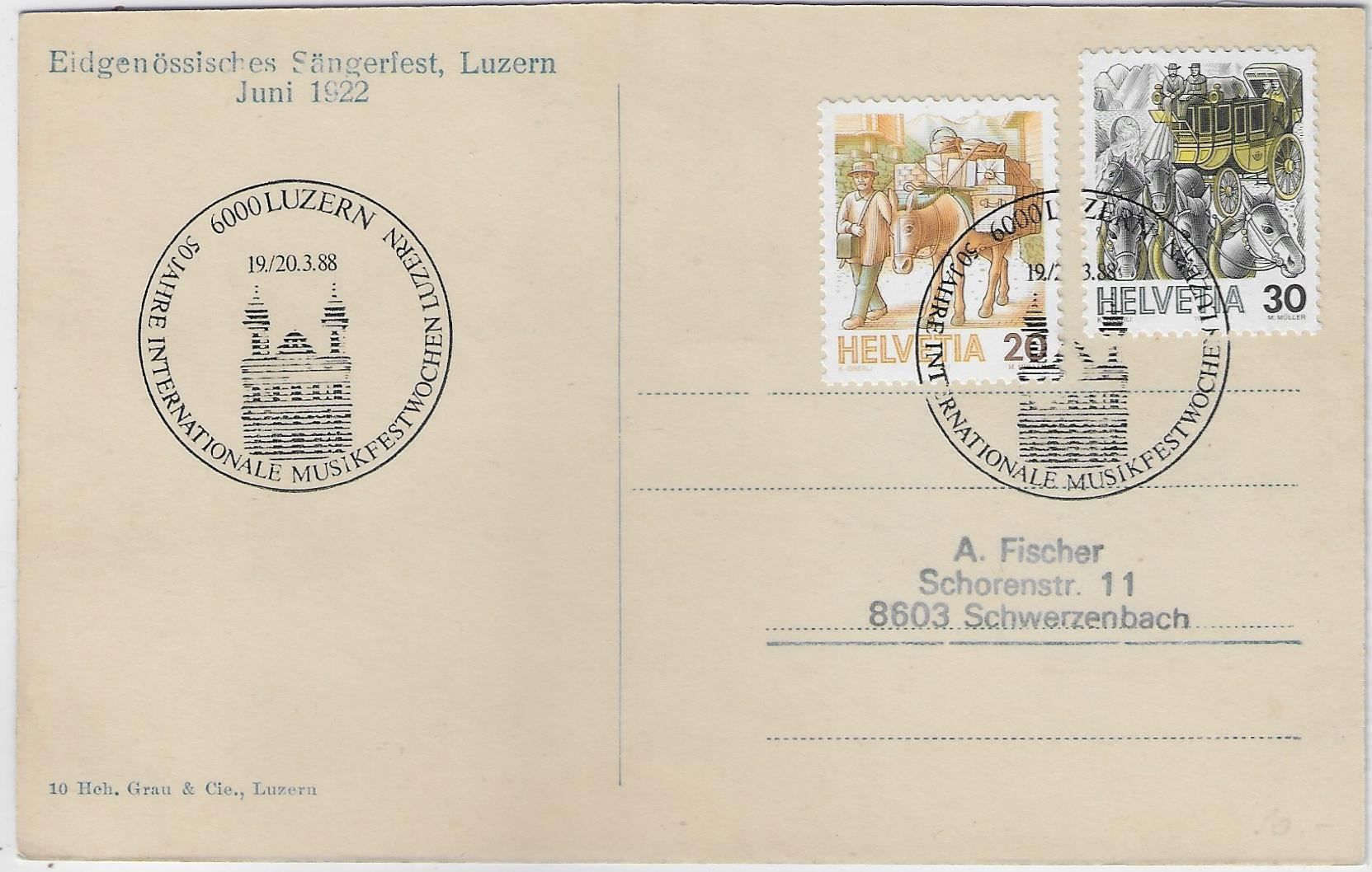 Cartoline postali: Eidg. Sängerfest Luzern Juni 1922 – Usato da Ettingen venduto da Kartenplanet 1