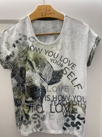 Sommerliches Shirt mit Blätterprint, neuwertig, Gr. XL