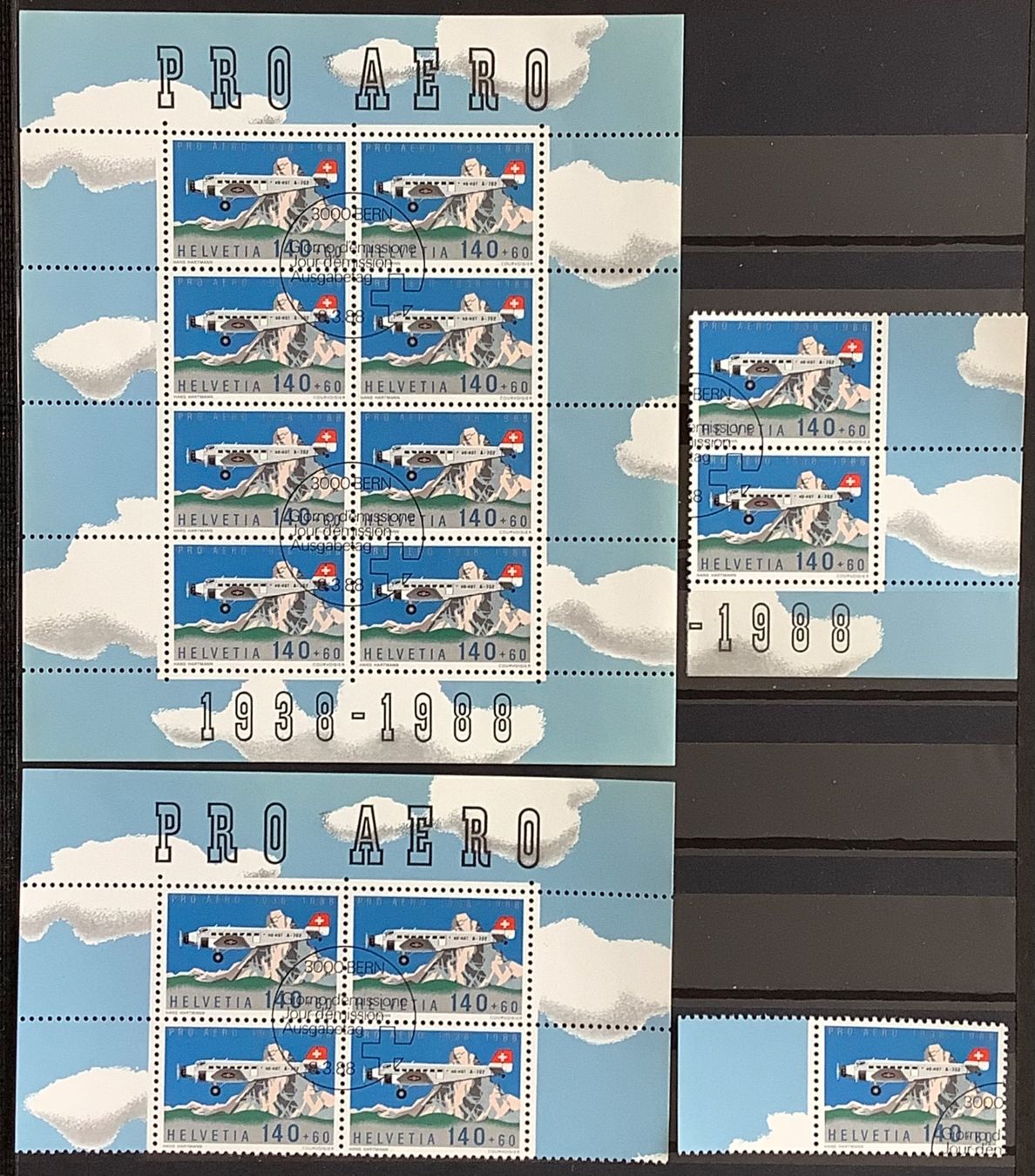 Alle Briefmarken: 1988 Pro aero - Kleinbogen ET + Div. ET. – Neu (gemäss Beschreibung) aus Liestal von Pep3