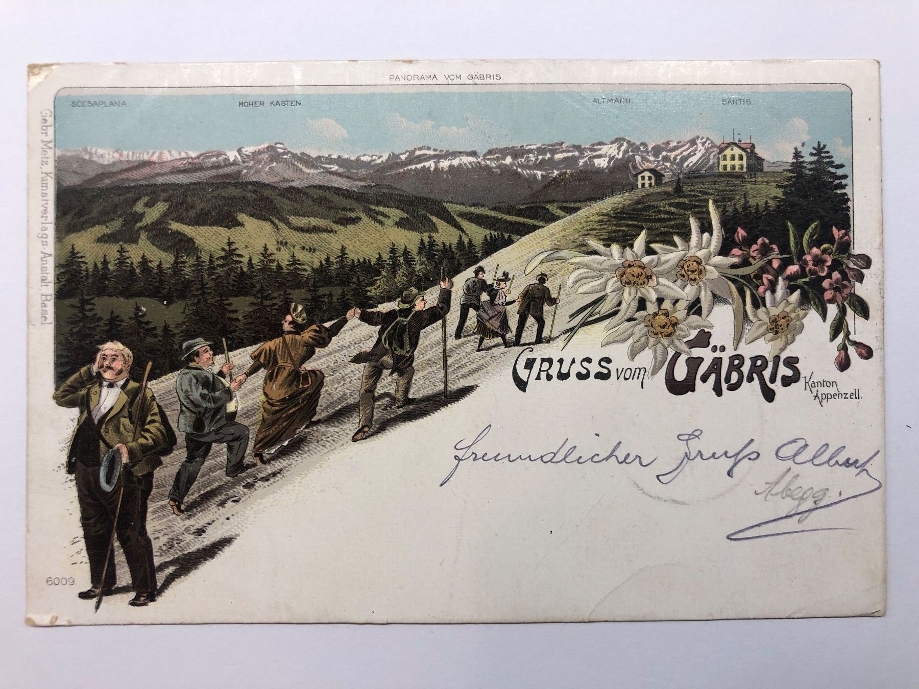 Cartoline postali: AK Gruss vom Gäbris Litho 1898 – Usato da Nunningen venduto da anclaudia
