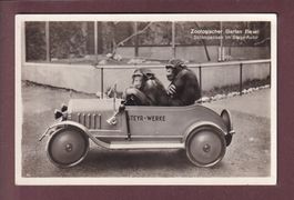 BASEL - Zoo - Schimpansen im Steyr-Auto