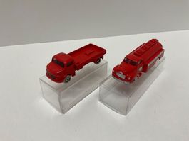 Lego LKWS, rot ESSO, Mercedes, Chevrolet, Bespielt