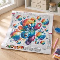 Kit diamond painting Ourson arc-en-ciel avec bulles