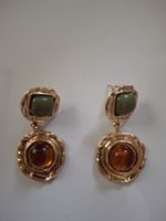 Boucles d'oreilles orange et vert fantaisie 