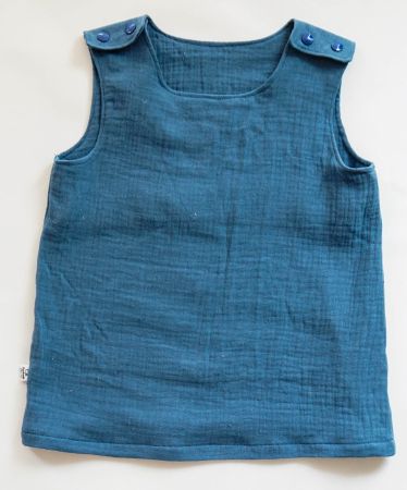 Trägershirt aus Musselin 98/104 - Unifarbe - Blau - NEU