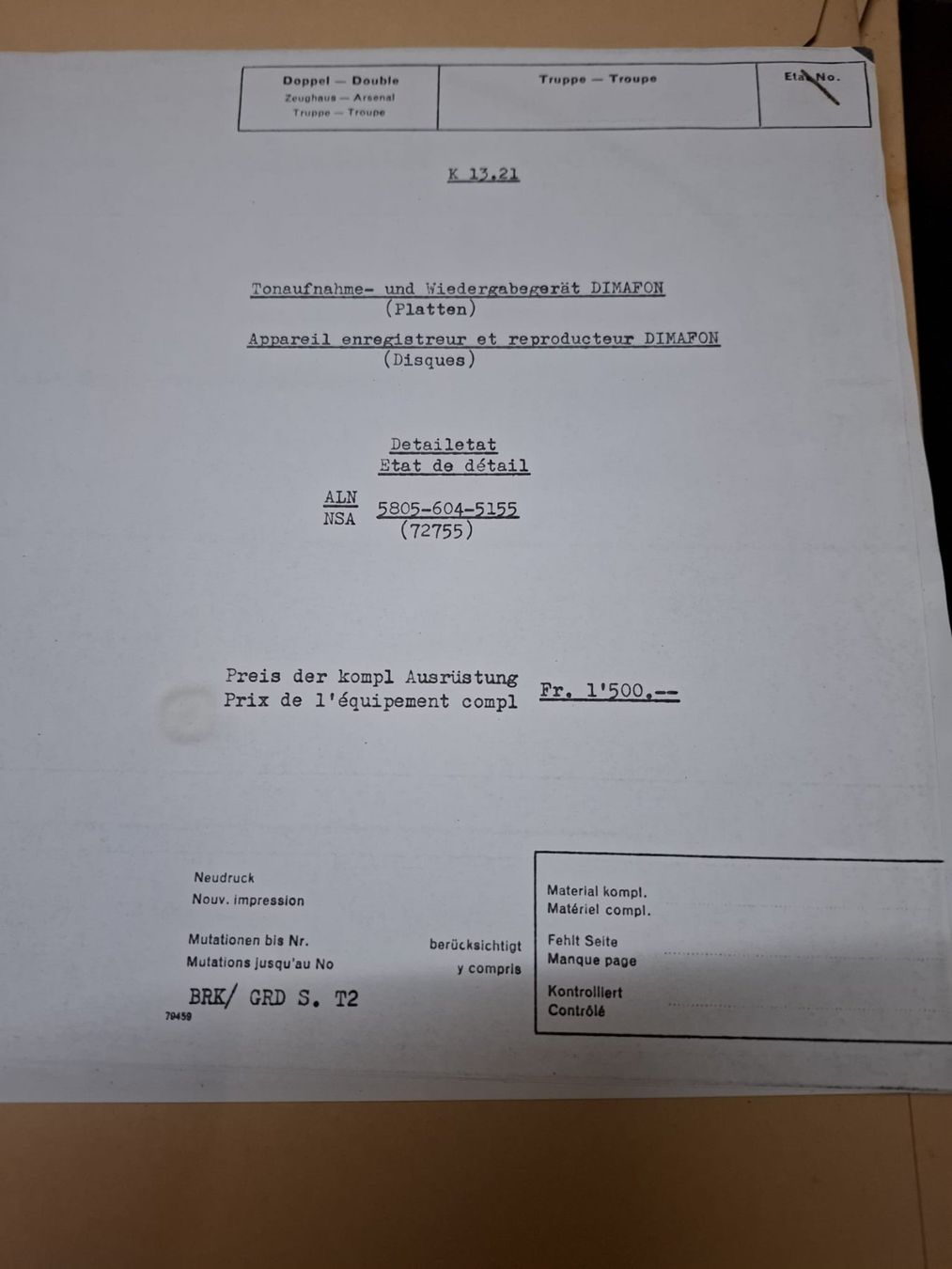 Vinyles: Dimafon Schweizer Armee – D'occasion à Wauwil par Tarak84 3