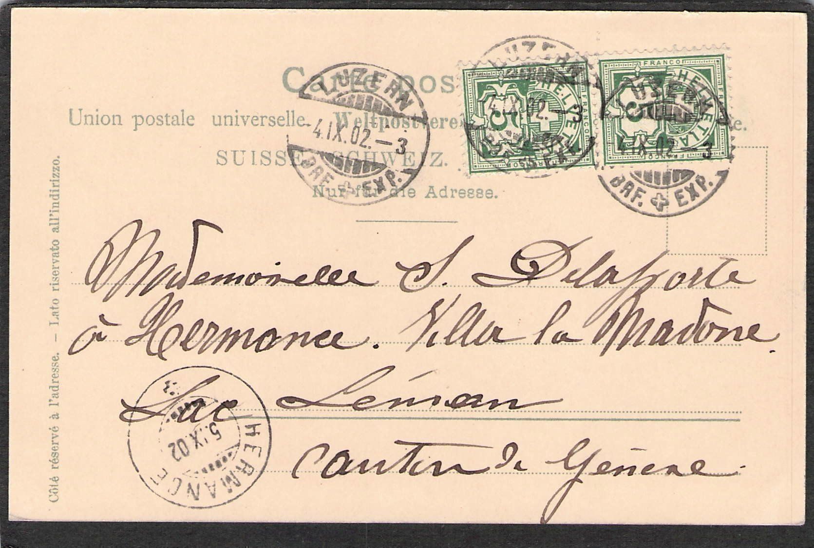 Cartoline postali: ^Luzern mit Pilatus , 1902 – Usato da Reichenburg venduto da Pipo-67 1