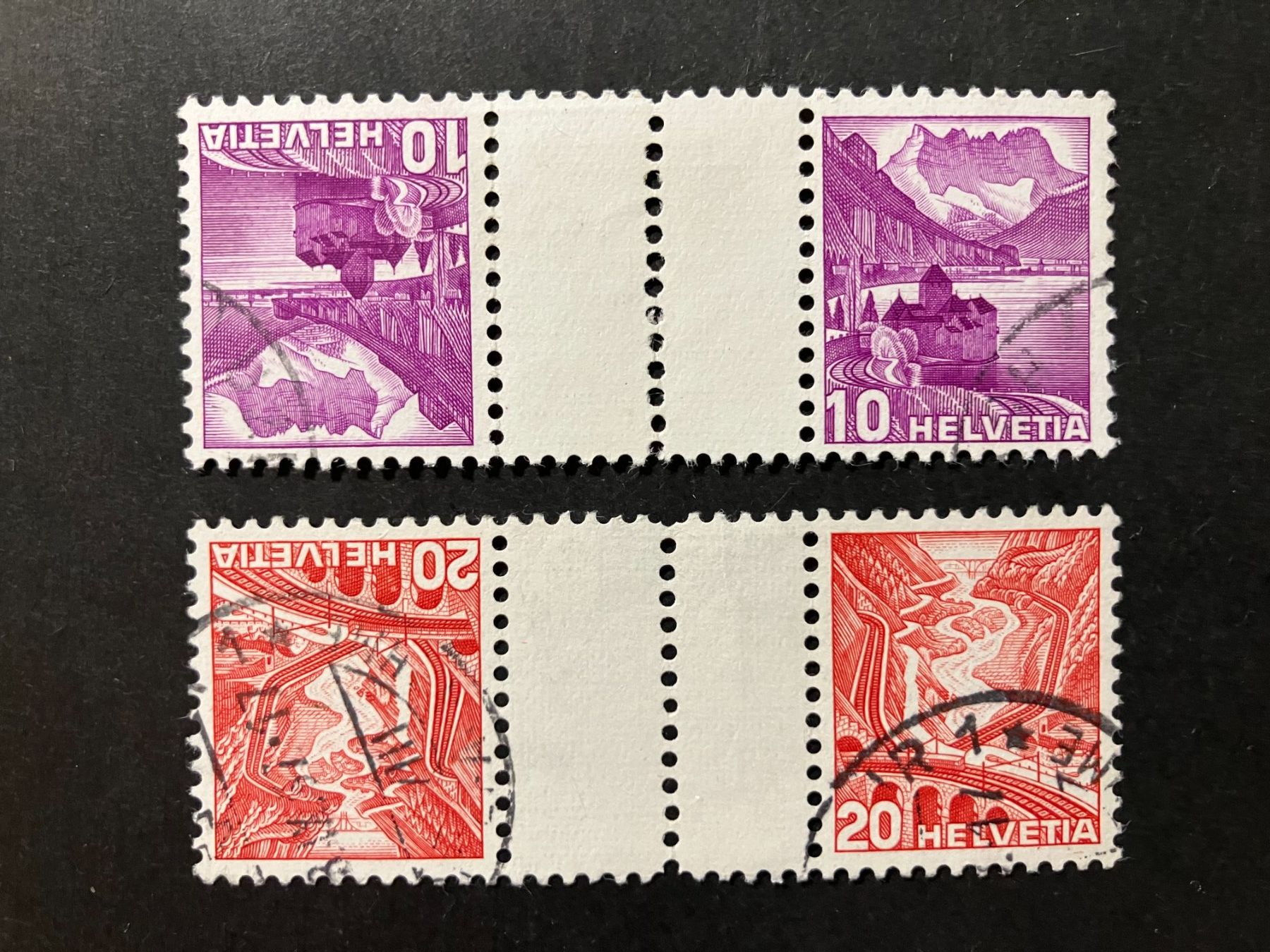 Alle Briefmarken: Zwischensteg Kat. S48z+49AZ, gestempelt – Gebraucht aus Würenlos von Eulenpostuhu
