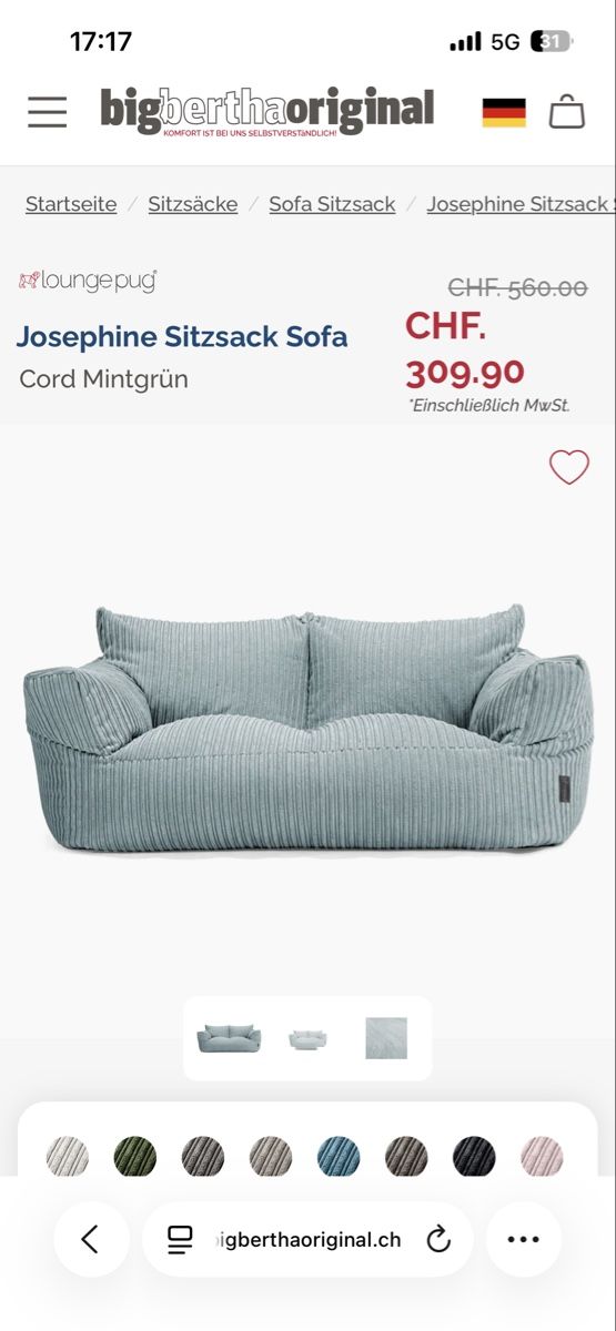 Sofas: Sitzsack Sofa in Baby blau – Neu (gemäss Beschreibung) aus Zürich von Isabel. 1
