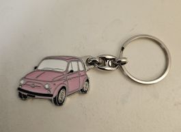 Pinker Fiat 500 Schlüsselanhänger - Auto Fan Geschenkidee!
