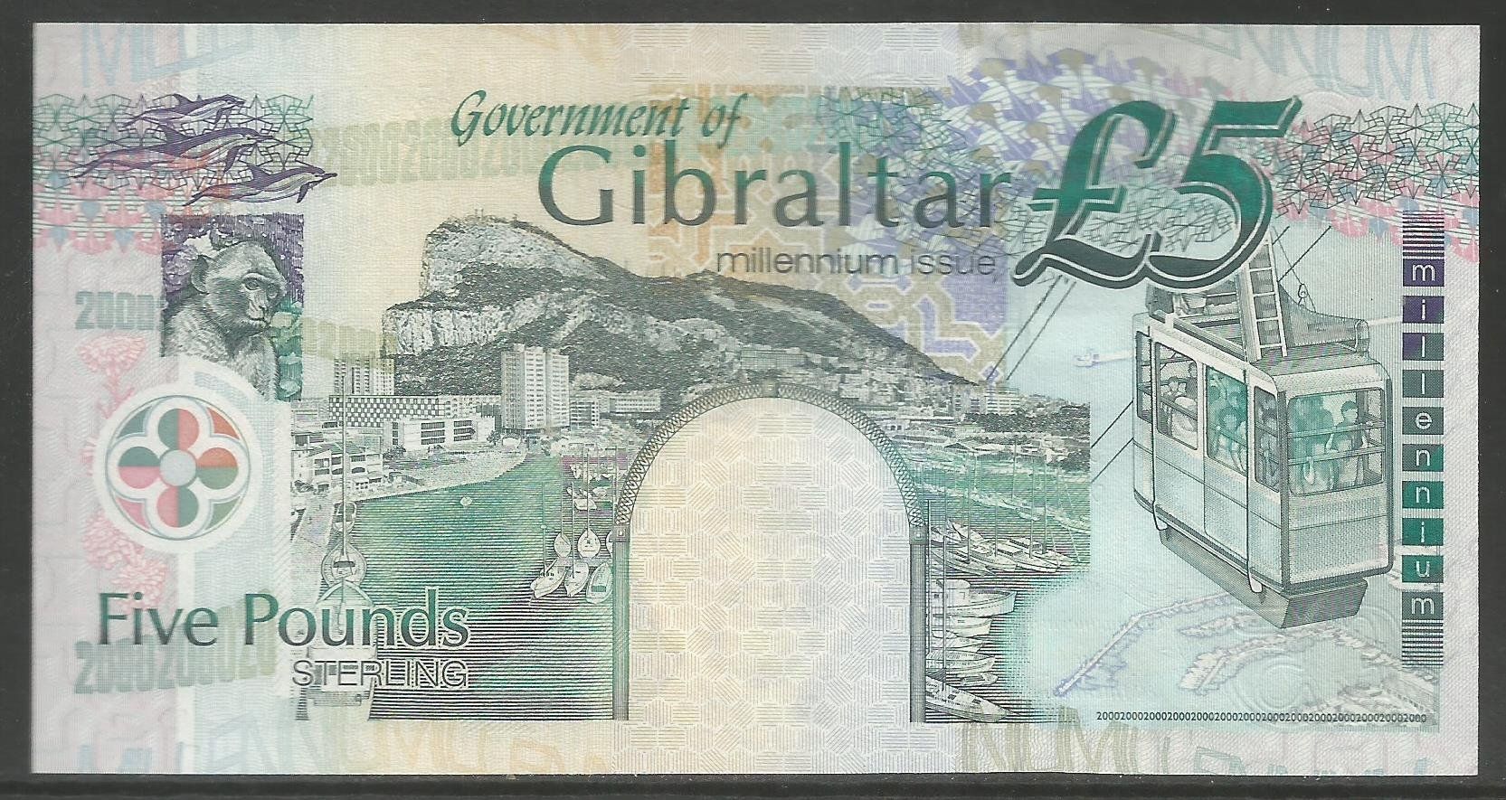 Banconote: GIBRALTAR - 5 POUND 2000 - MILLENIUM GEDENKBANKNOTE - UNZ. – Nuovo (secondo la descrizione) da Tobel venduto da fuertinero 2