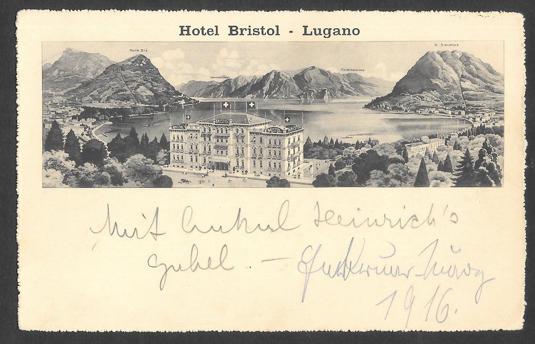 Ansichtskarten: Lugano Hôtel Bristol – Gebraucht aus Olten von clotaldi