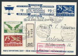 Flugpost  Schweiz 1929 Le Locle Basel Mannheim Karl Luftpost